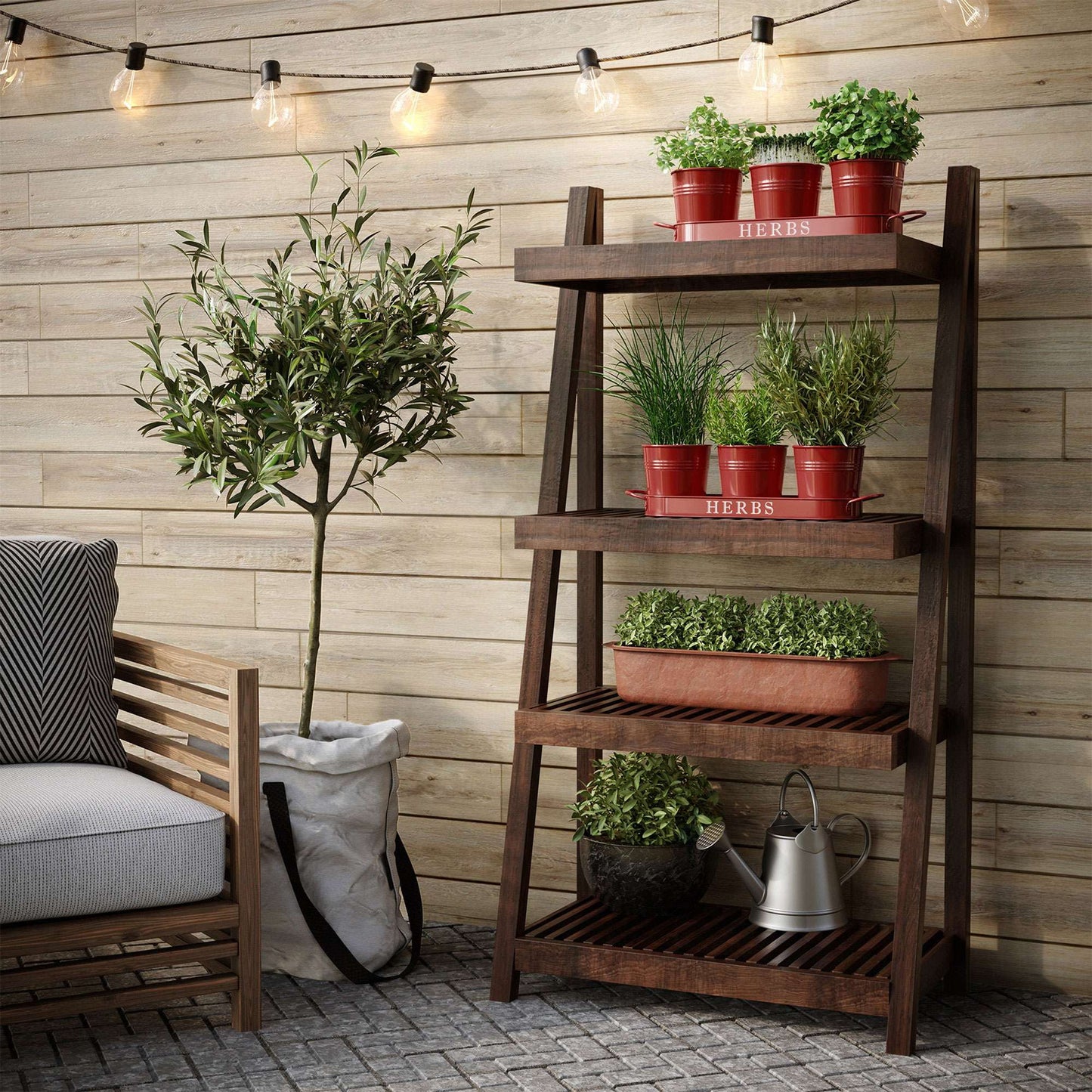 Decorative Indoor Herb Planter with Tray – Vintage Farmhouse Style